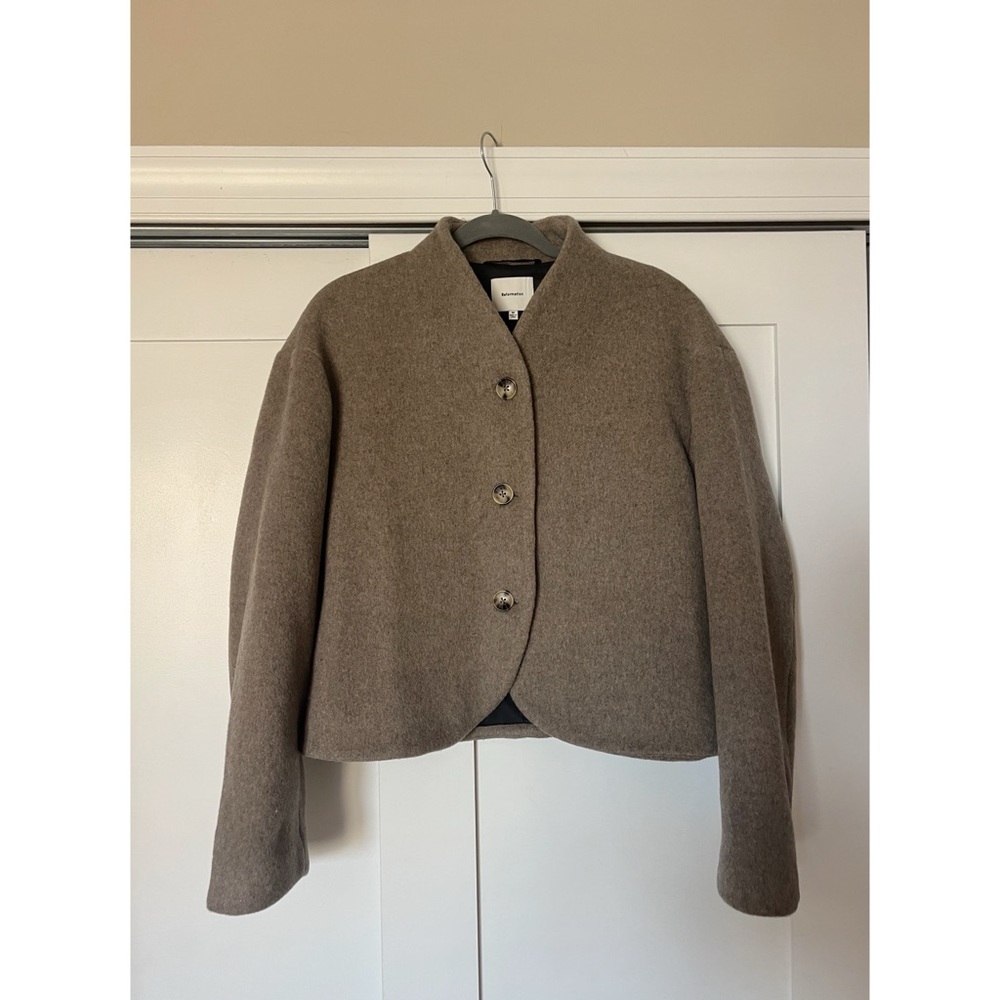 Reformation Taupe Rounded-Hem Button Jacket - Picture 3 of 3